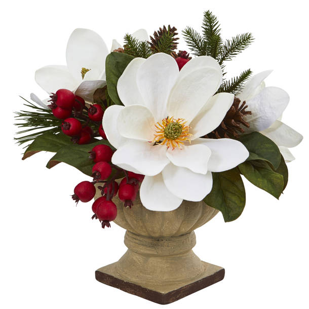 D W Silks Magnolia Arrangement In Bowl Reviews Wayfair   Magnolia Arrangement In Pot 